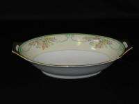 Meito Formal Garden 11 Oval Vegetable Bowl with Handles Green Edge 