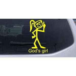 Yellow 18in X 10.3in    Gods Girl Christian Car Window Wall Laptop 