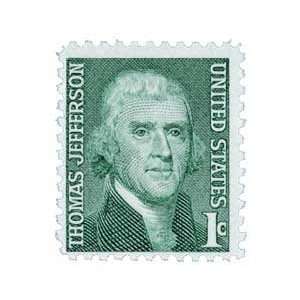 1278   1968 1c Thomas Jefferson Postage Stamp Numbered Plate Block (4 