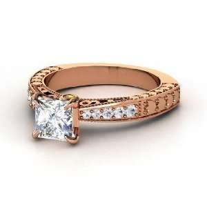  Megan Ring, Princess Diamond 14K Rose Gold Ring with White 