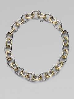 David Yurman   Sterling Silver & 18K Yellow Gold Oval Link Necklace