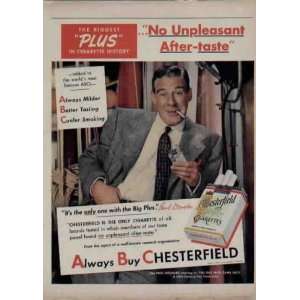: PAUL DOUGLAS .. 1951 Chesterfield Cigarettes Ad, A3154. See PAUL 