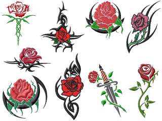 Tribal Rose Tattoo Embroidery Designs  