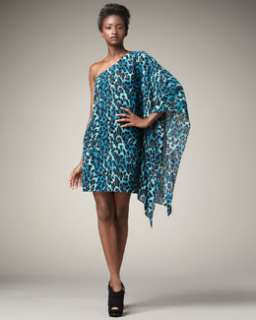 T41B3 Jay Godfrey Hopper One Sleeve Leopard Print Dress