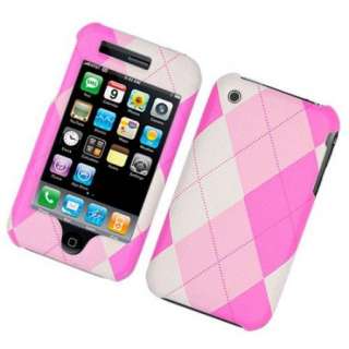 Pink ARGYLE Plaid Textured CASE for Apple iPHONE 3G 3Gs  