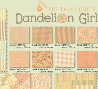 DANDELION GIRL 5 QUILT SQUARES MODA CHARMS W Fig Tree  