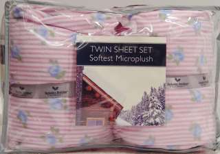  Berkshire MICROPLUSH Cozy Fleece Pink Stripe Sheet Set TWIN 3PC  