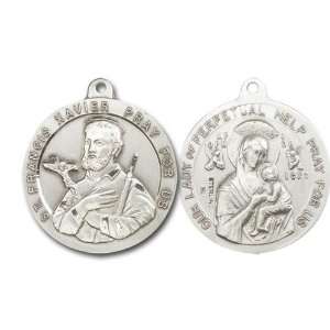 St. Francis Xavier & Our Lady of Perpetual Help Medal, Sterling Silver 
