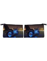 Rikki Knight Harley Davidson Blue Neon Lights Scuba Foam Coin Purse 