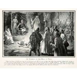 1909 Print St. Patrick King Laegaire Tara Hall Fire Feast Baal Hearth 