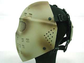 Full Face Hockey Type Airsoft Mesh Goggle Mask Tan  