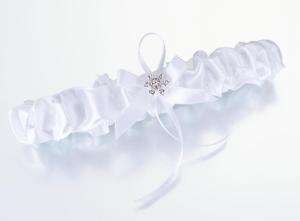 White Satin Rhinestone Flower Wedding Garter Belt NEW!  