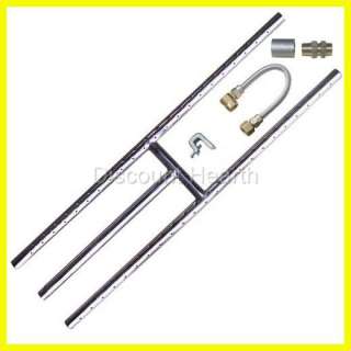   36 Stainless Steel H Burner Fireglass Fire Pit Gas Logs LP KIT  