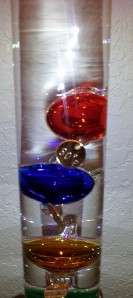 Glass Water filled Thermometer 5 Bright Colors * Galileo Thermaometer 