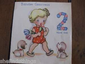   Puppies Dogs Lollipop 2nd Birthday Greeting Card Blonde Hair  