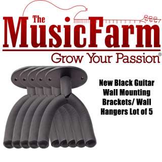   Black Guitar Wall Mounting Brackets/ Wall Hangers (Sets of 5)  