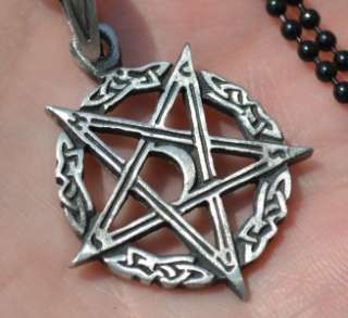   pagan occult satanic satan pentacle pewter pendant necklace new  