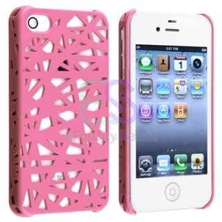Pink+White Bird Nest Interwove Line Snap on Hard Case Cover For iPhone 