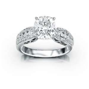 14k Pave Set Engagement Ring with a 1.02 Carat Emerald Cut / Shape H J 