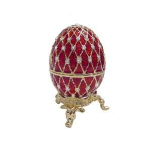  2.25 Miniature Red Faberge Egg set with Swarovski 