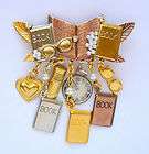 BOOKS LIBRARY WRITE NOVEL FICTION BOOK Pin Brooch Gifts Gold OOAK 