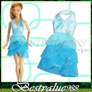   Barbie Party Dresses Clothes Outfit Shoes Hanger Xmas Gift Doll Toy
