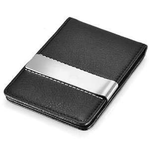Smart Black Textured Grain Synthetic Leater Front Pocket Wallet Cash 