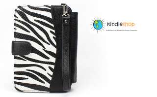 New ZEBRA  Kindle Keyboard Lighted Case / Cover Real Leather 