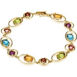  14K Yellow Gold Multi Gemstone Bracelet Jewelry