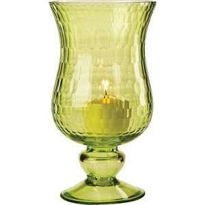   Small Chartreuse Green Glass Hurricane Candle Holder