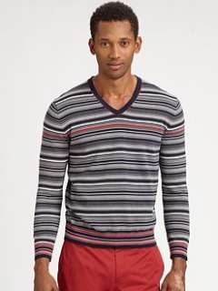 611  New York   Striped V Neck Sweater