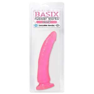  Basix Rubber Works Slim 7 Inch Dong with Suction Cup Pink 