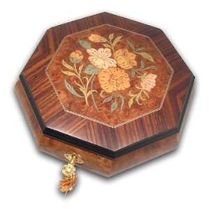   Octagonal Floral Music Jewelry Box with 30 Note: Everything Else