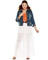 NEW! Baby Phat Plus Size Denim Jacket & Belted Tiered Maxi Skirt