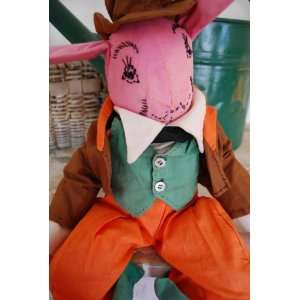    Big Handmade Antique Easter Rabbit Rag Doll 
