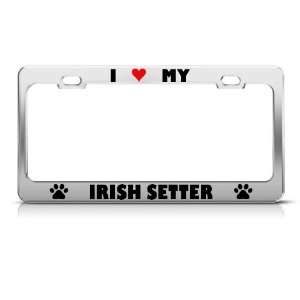 Irish Setter Paw Love Heart Pet Dog Metal license plate frame Tag 