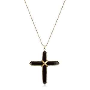 Low Luv by Erin Wasson 14k Plated Black Crystal Cross Necklace