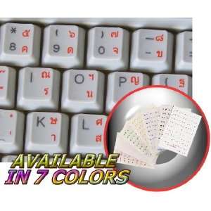 THAI KEYBOARD STICKERS WITH ORANGE LETTERING ON TRANSPARENT BACKGROUND 