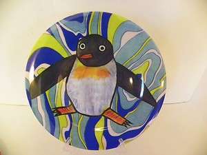 Emily Green Melamine Childs Plate Whimsical Penguin  