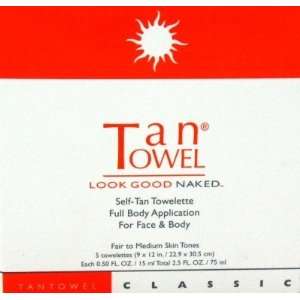 TAN Towel Classic Towelette 5s Face & Body Fair to Medium Skin Tones