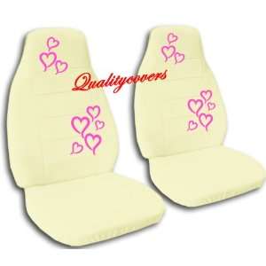  2 Cream seat covers with Hearts for a 2006 to 2012 Chevy Impala 