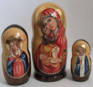 5pcs. Handpainted Russian Nesting Doll of Madonna & Baby Jesus  