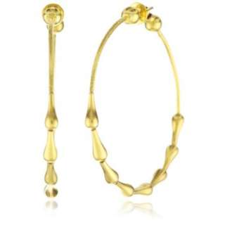 GURHAN Spring Gold Drop High Karat Gold Hoop Earrings   designer 