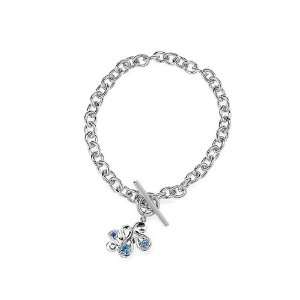  ZR Silver Blue Crystal Charm Bracelet: Jewelry