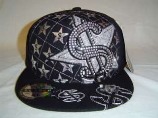 Money Flat Brim Black Ball Cap Hip Hop Leader Sports Hat  