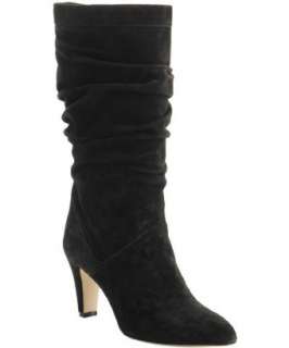Brian Atwood black suede ruched Ryder boots  