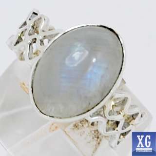   RAINBOW MOONSTONE 925 STERLING SILVER RING JEWELRY s.7.5  