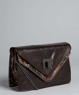BCBGeneration chocolate faux leather doubled envelope shoulder bag