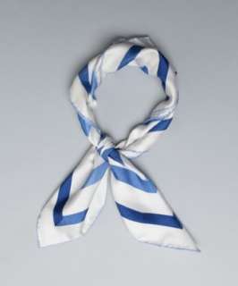 Salvatore Ferragamo white grosgrain ribbon frame print silk scarf 