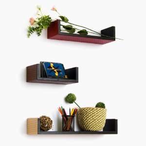Trista   [Stylish Tartan] U Shaped Leather Wall Shelf / Bookshelf 